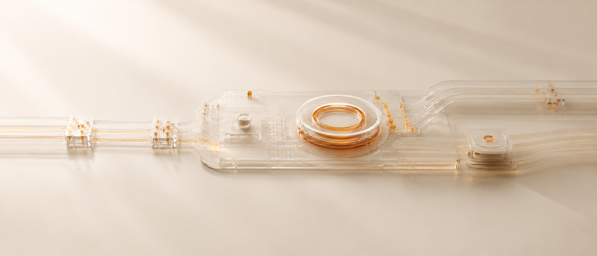 Transparent AI readiness system with connected amber circuitry