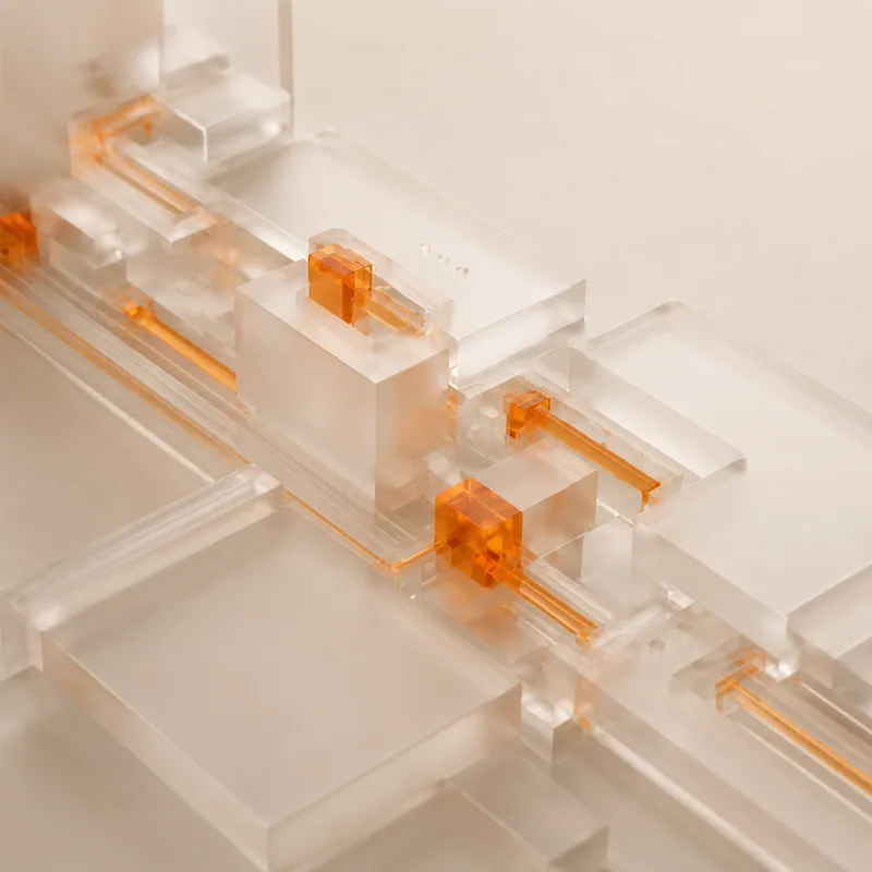 Abstract modular AI system connected by amber data pathways